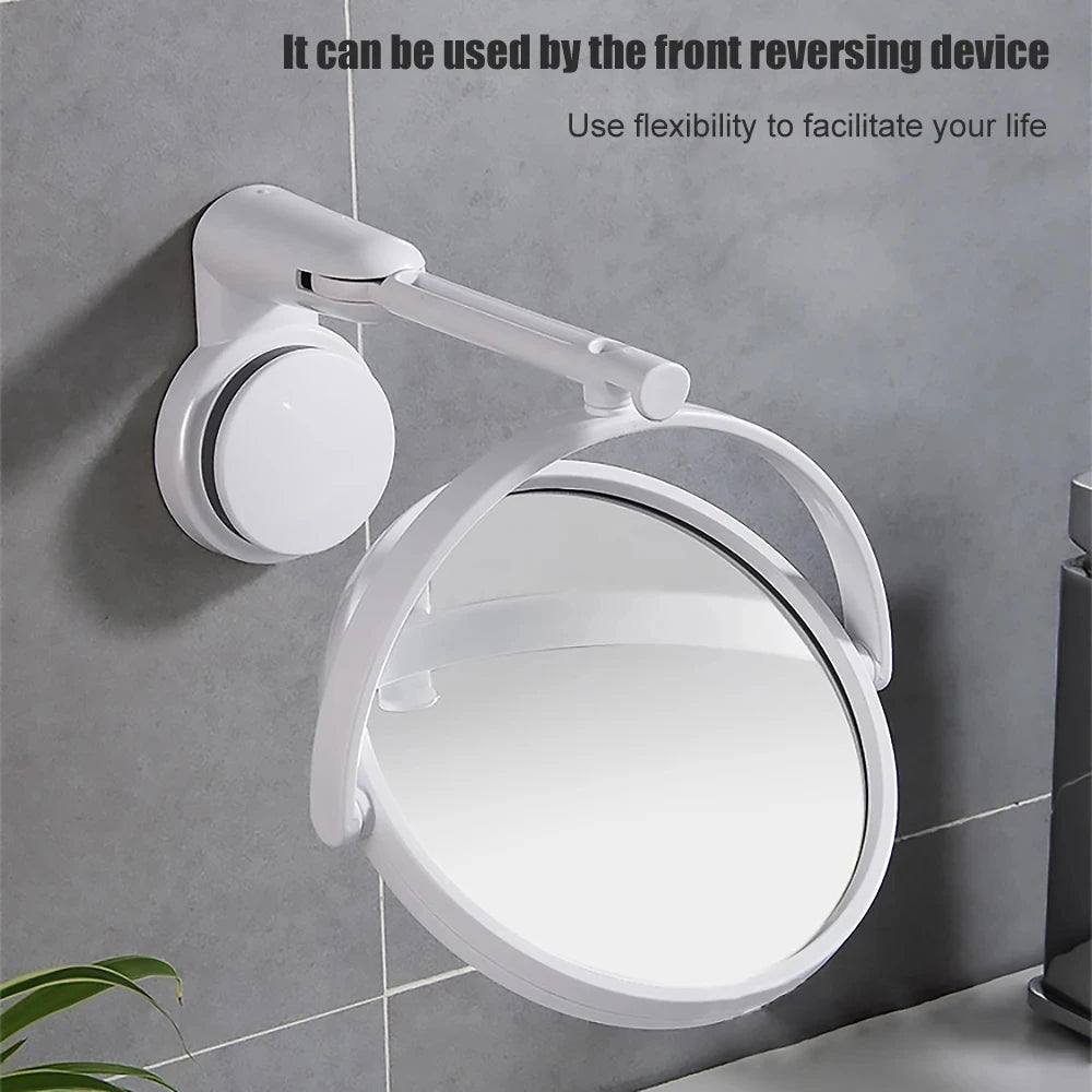 Double-Sided Folding Arm Suction Bathroom Makeup Mirror 6"