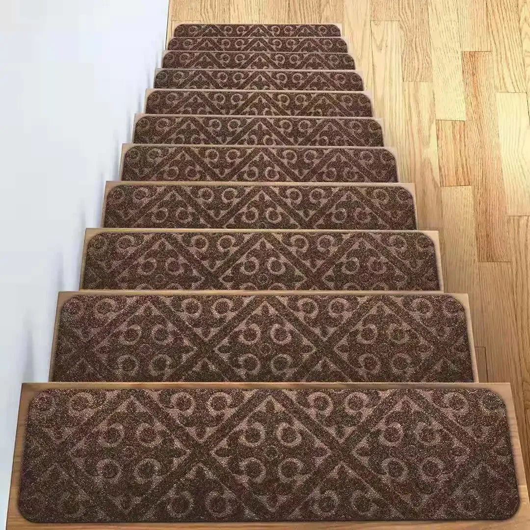 Non-Slip Staircase Mat Stair Carpet Treads Stair Pads Rug Tread Safety for Kids Elders and Dogs Home Hospistal Indoor Use Peaceful Pleasures Health and Wellness Style A Brown 20W 76L cm 1pc