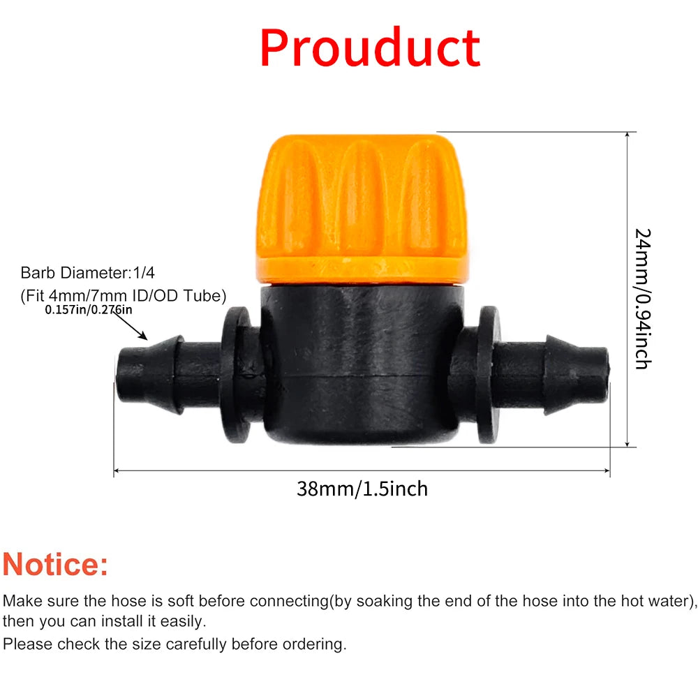 20Pcs Hose Valve Garden Tap Garden Drip Irrigation Fittings Pipe Connectors Water Valve For 4/7mm Water Flow Control Valve Peaceful Pleasures Health and Wellness