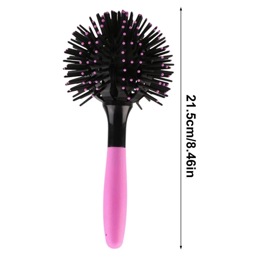3D Round Hair Brushes Comb Round Styling Hair Brush Detangling Hairbrush Salon Spherical Ball Brush for Thick Curly Hair Peaceful Pleasures Health and Wellness Black