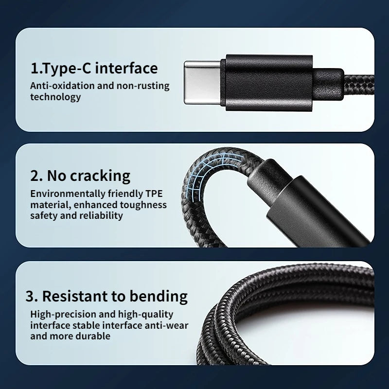60W 5A USB C To Type C Fast Charging Data Cable USB Type C To Type-C Nylon Braided Fast Charging Charger Adapter Cable 1m 3m Peaceful Pleasures Health and Wellness