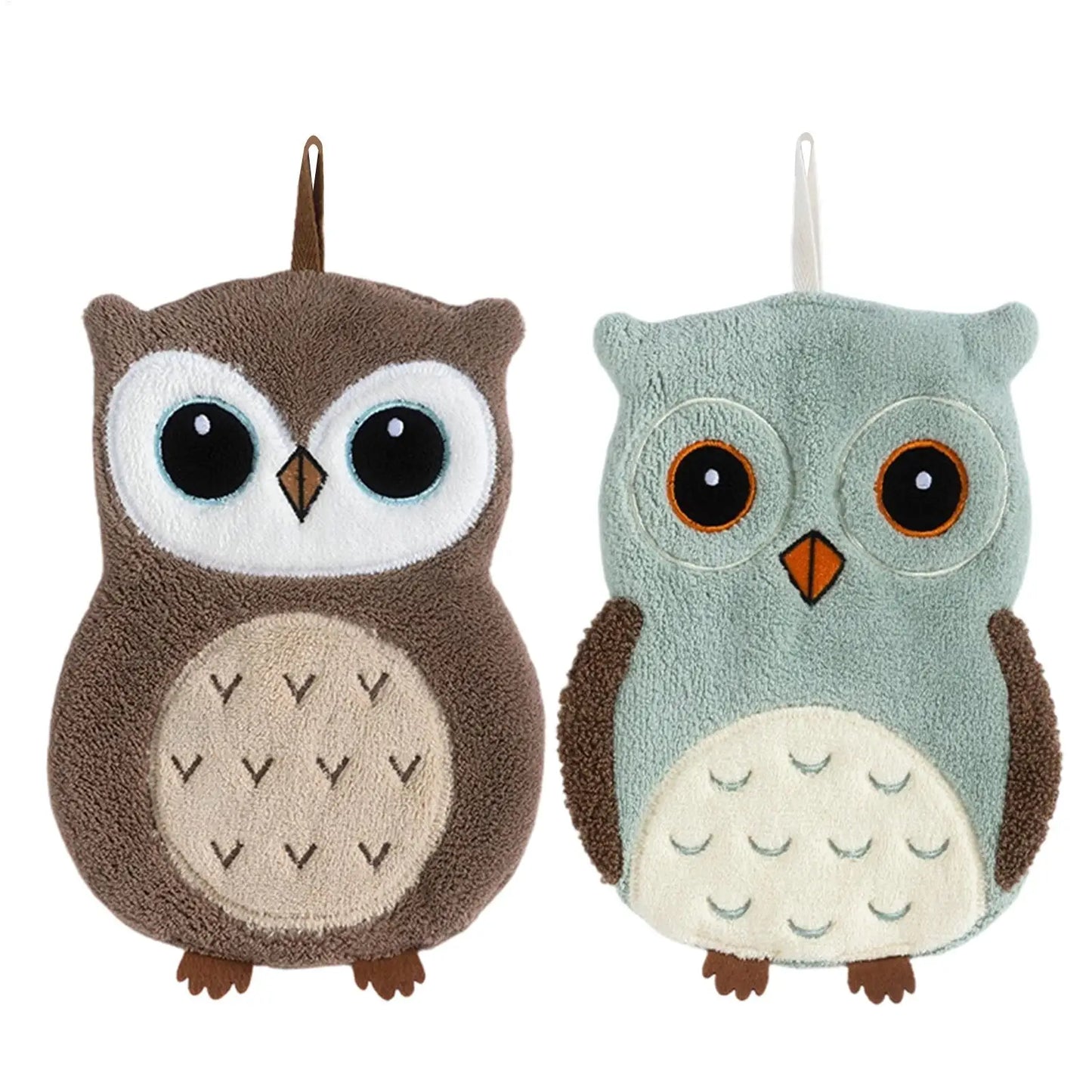 Cute Owl Cartoon Hand Towel | Hangable Wall Mount Bathroom Towel