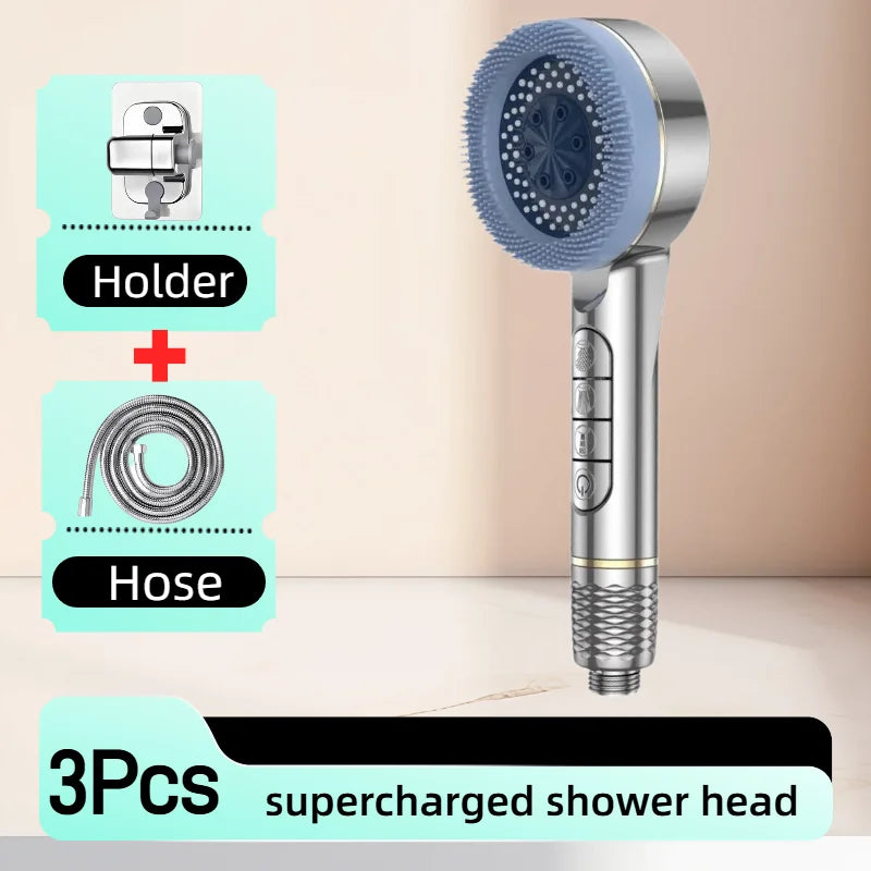 Gold Handheld Rain Shower Head Set – 4-Mode Water Saving