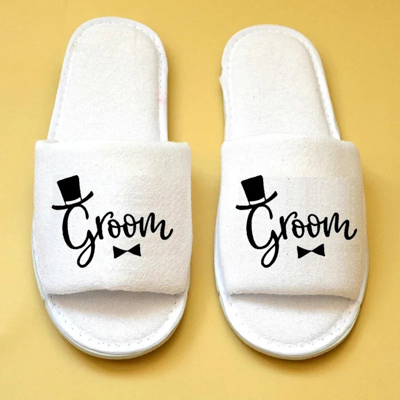 Bride & Groom Wedding Slippers | Bachelorette Bridal Gift