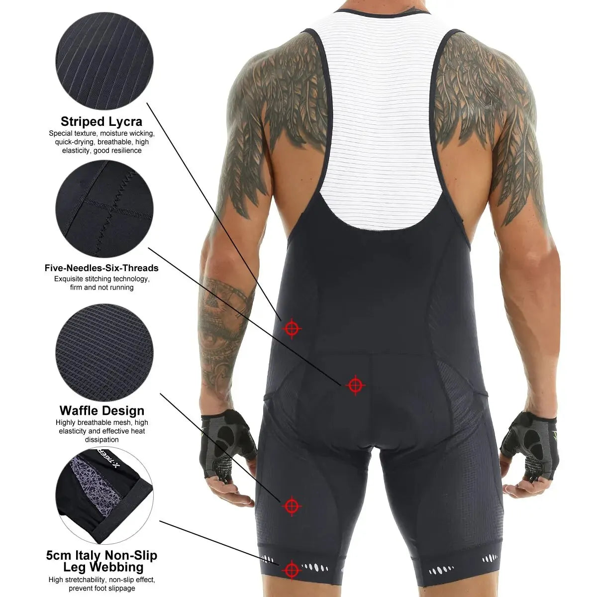 X-TIGER Men's Cycling Bib Shorts 5D Gel Pad UPF50+ Breathable