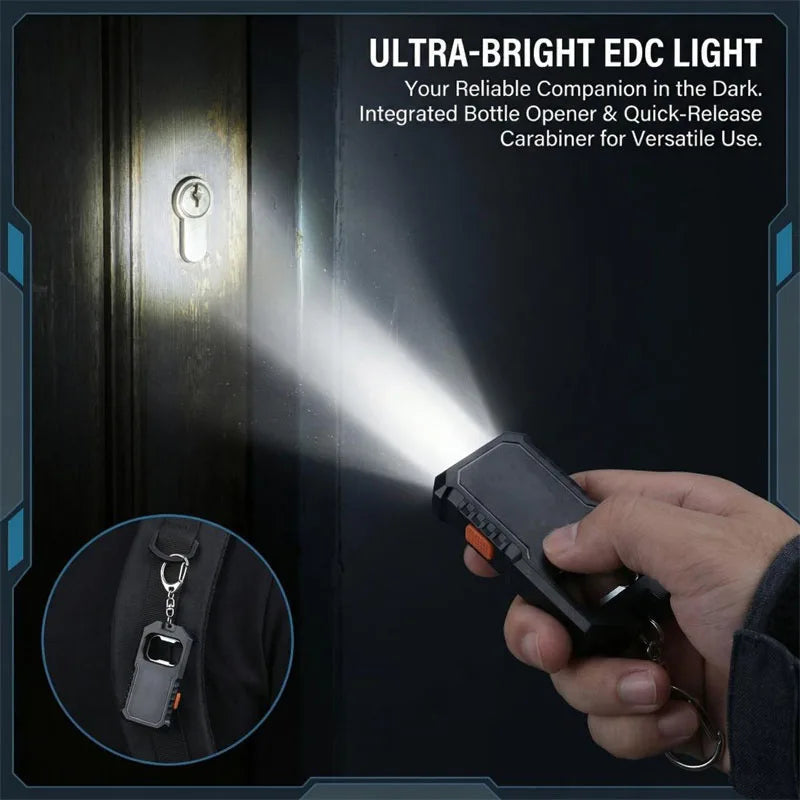 Mini Rechargeable LED Keychain Flashlight – 3 Modes, USB-C