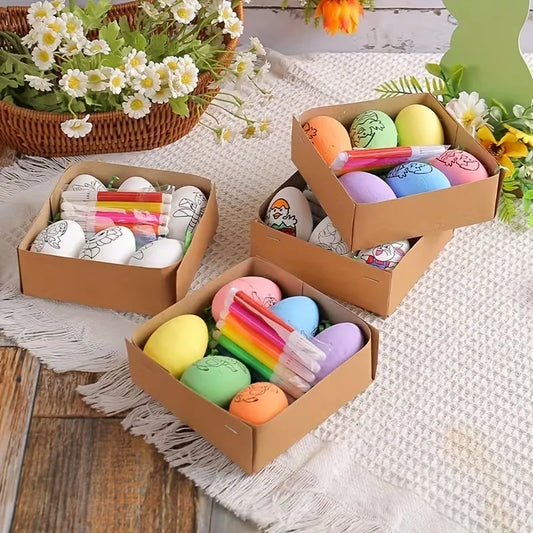 6-Piece Easter DIY Painting Egg Craft Kit | Foam Eggs & Rabbits Easter Craft Kit Peaceful Pleasures Health and Wellness