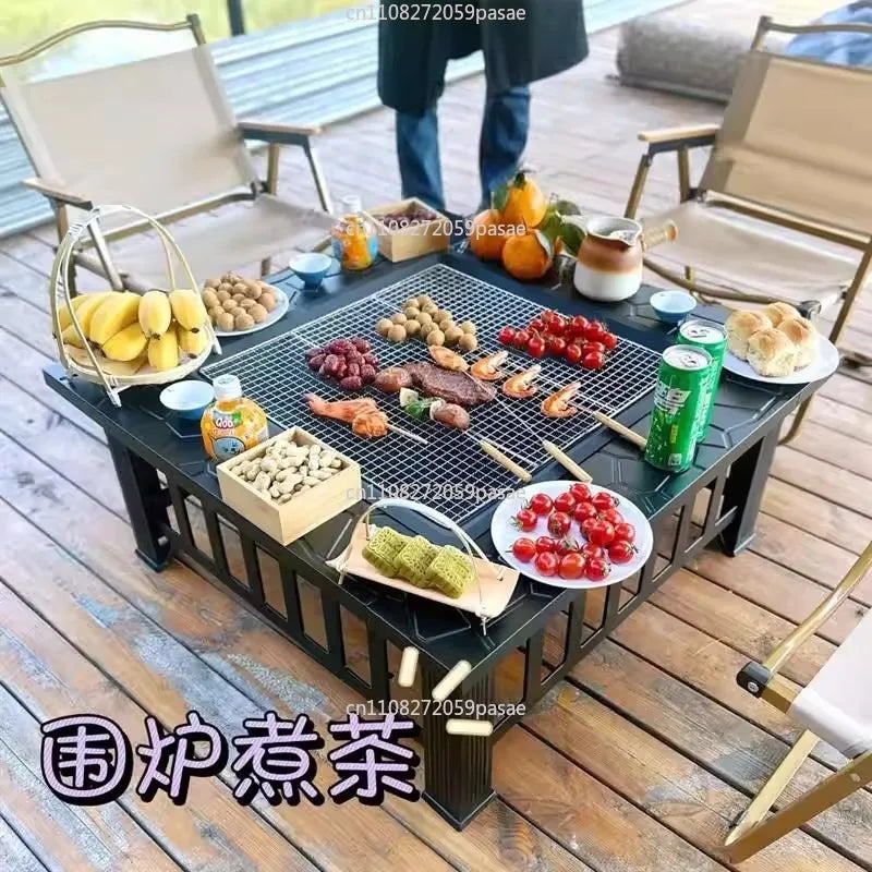 Outdoor Square BBQ & Tea Stove Full Set | Stainless Steel