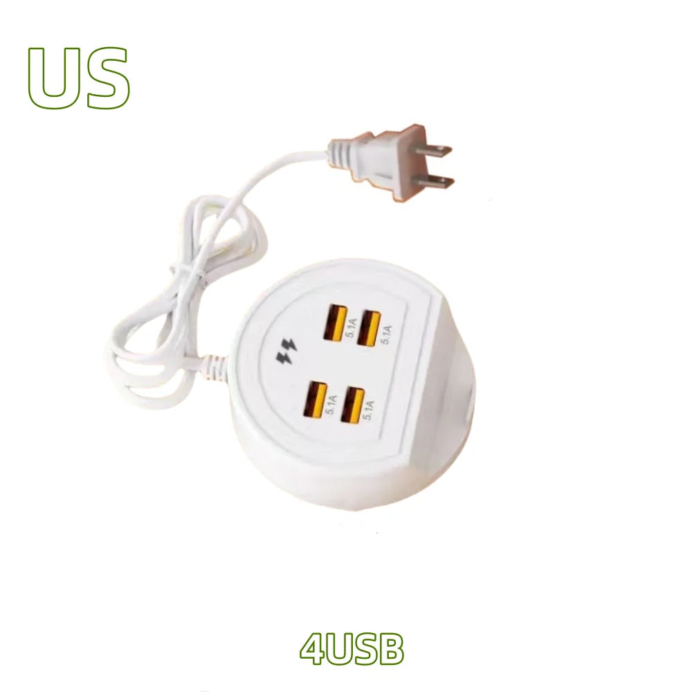 5-in-1 Power Strip with 4 Ports Phone Holder, EU/UK/US Universal Socket Multi-Device Fast Charging Station for iPhone 16 Samsung Peaceful Pleasures Health and Wellness 4USB US