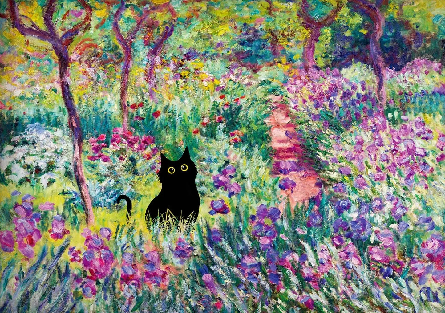 Monet Black Cat Lotus Pond Canvas Print | Wall Art Decor
