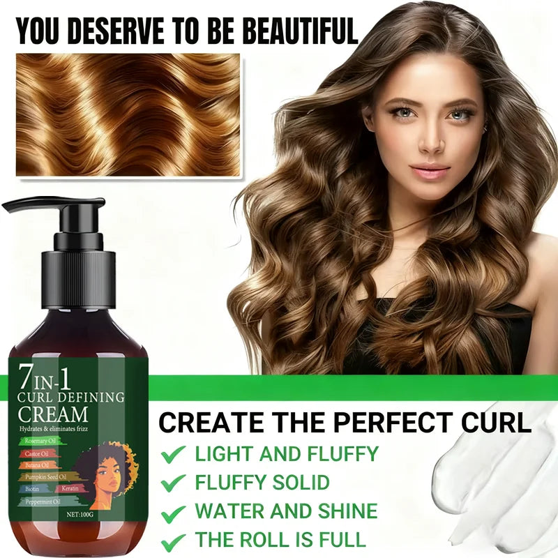 7-in-1 Curl Defining Cream – Rosemary & Castor Oil Frizz Control