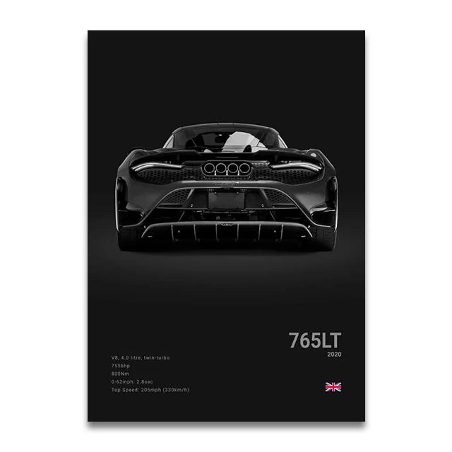McLaren Supercar Canvas Wall Art – Senna 720S P1 765LT Print