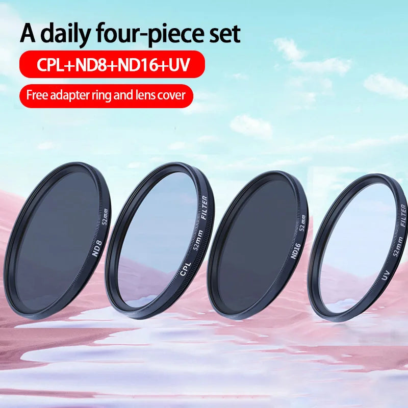 52mm ND & CPL Filters Set For DJI Osmo Action6 Neutral Density Camera Lens ND Filter And Filter Adapter Ring Peaceful Pleasures Health and Wellness 4 items