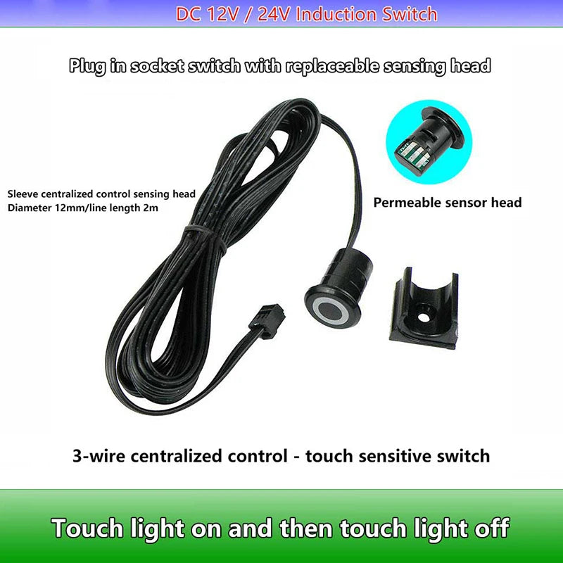Mini LED Cabinet Light Sensor – PIR, Touch & Hand Sweep 12V–24V