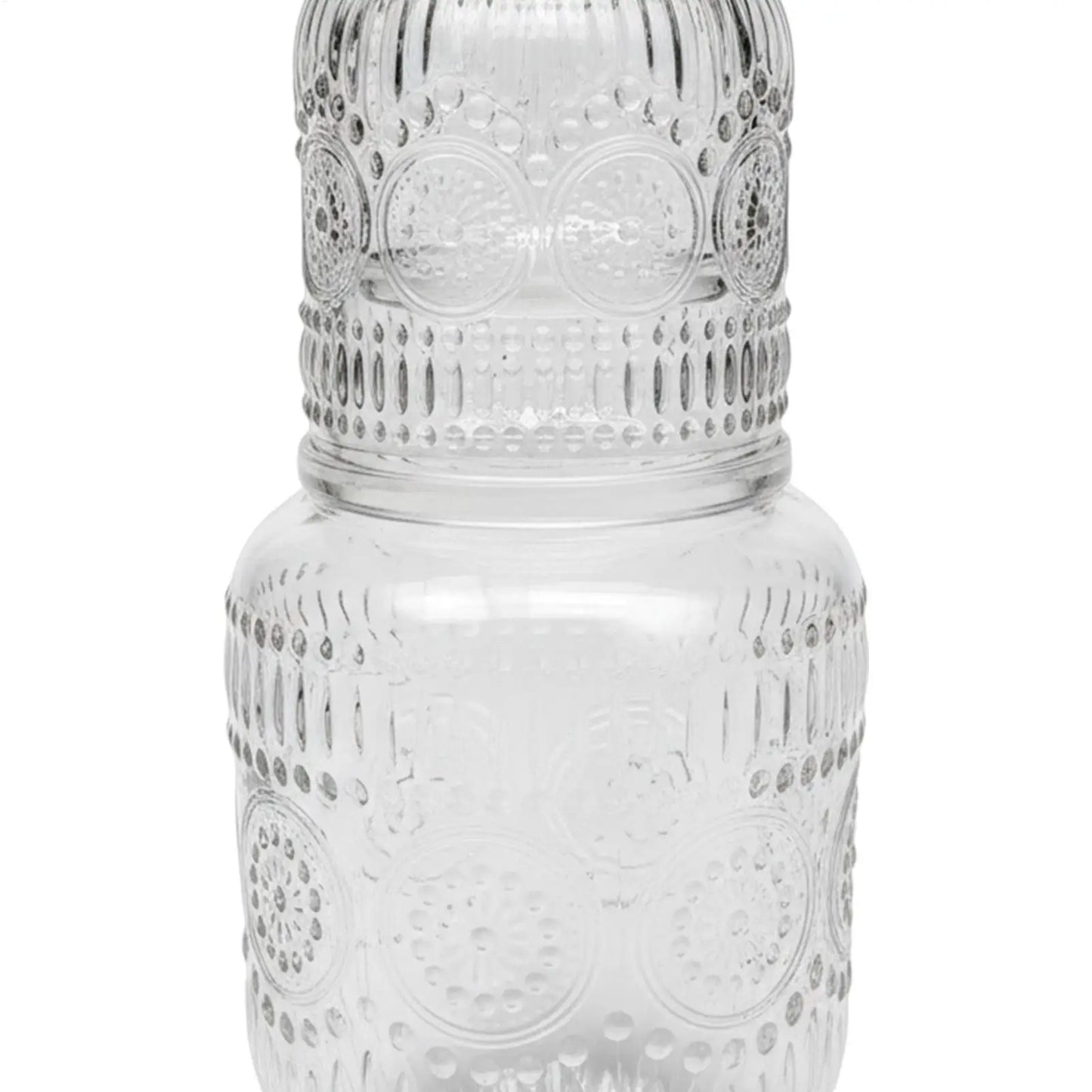 Glass Carafe With Cup Snowflake Design Pitcher Bedside Carafe For Tea Coffee Milk Juice Drink Tea Coffee Milk Juice Peaceful Pleasures Health and Wellness