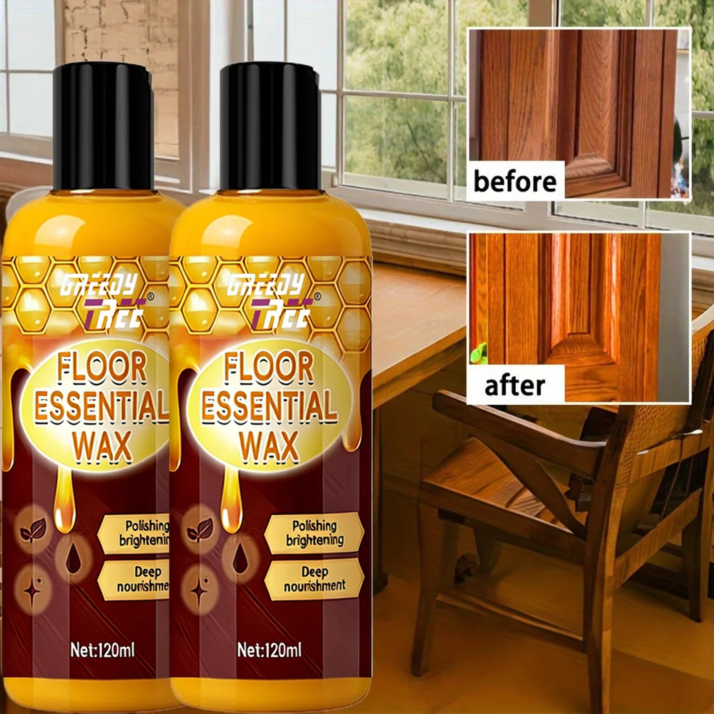120ml Floor Wax Polish Kit with Sponge & Towel – Wood & Tile