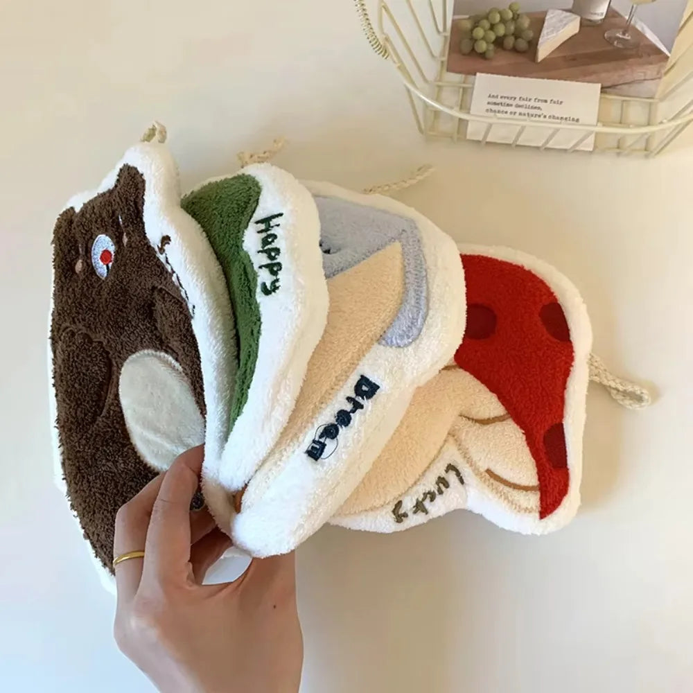 Kawai Hand Towel Absorbent Kitchen Towel Hand Cloth Bathroom Hand Cloth Cartoon Hand Towels Convenient Hanging Towel for Hand Peaceful Pleasures Health and Wellness