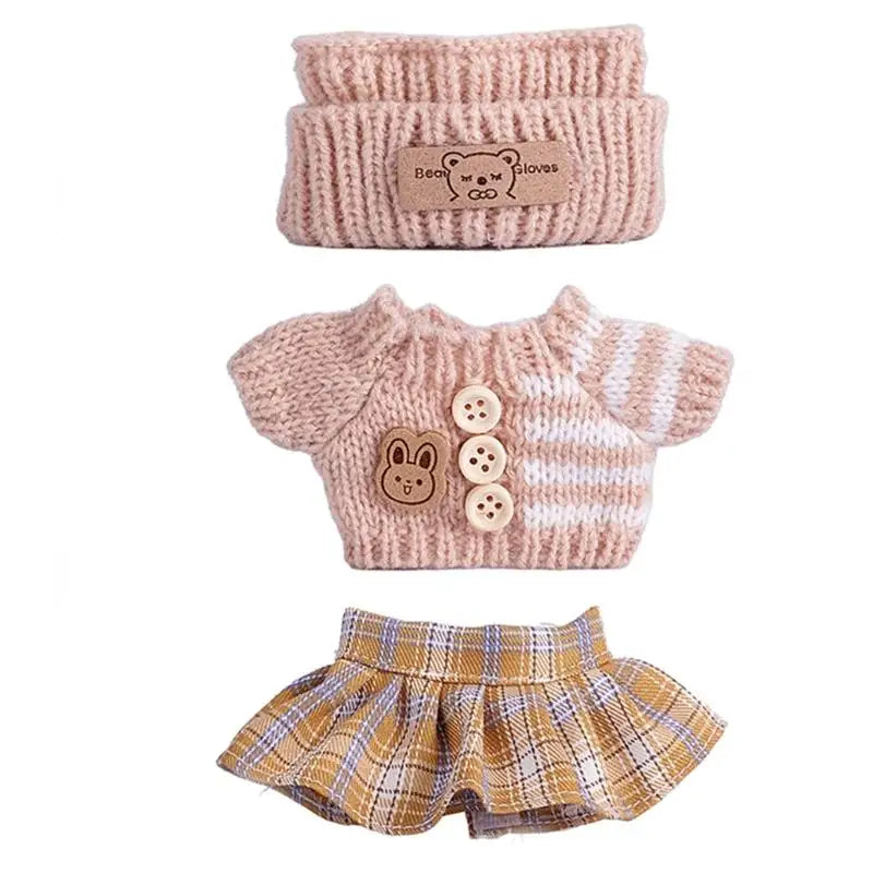 17cm Doll Sweater Pants Hat Set | 1/12 Scale Fashion Outfit