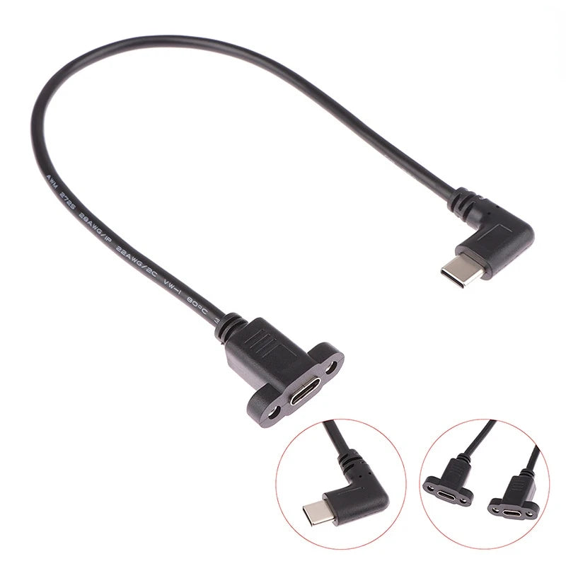 Micro Type USB USB 3.1 Male Connector To Type-c USB 3.1 Female Extension Cable 17mm With Screws Panel Mount Hole 0.3m Peaceful Pleasures Health and Wellness