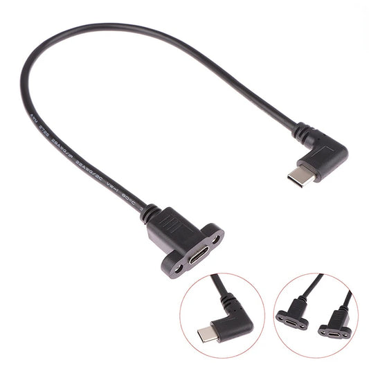 Micro Type USB USB 3.1 Male Connector To Type-c USB 3.1 Female Extension Cable 17mm With Screws Panel Mount Hole 0.3m Peaceful Pleasures Health and Wellness