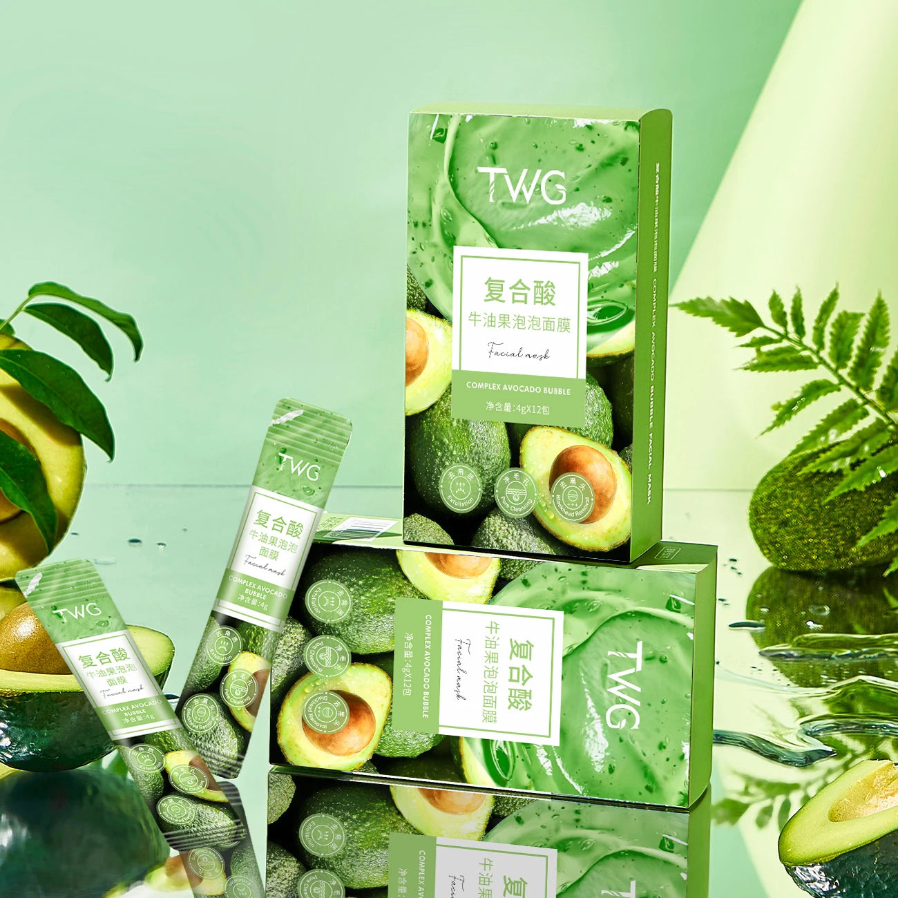 Avocado Bubble Facial Mask Set 12 Pcs – Cleanse & Moisturize Bubble Face Mask Peaceful Pleasures Health and Wellness
