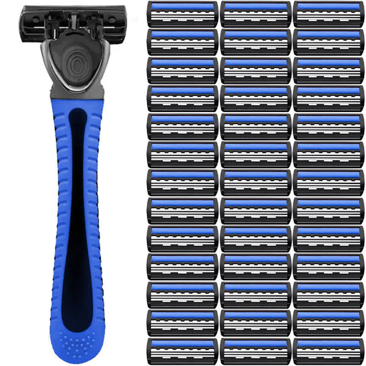 6-Layer Manual Safety Razor | Stainless Steel for Travel & Home Manual Safety Razor Peaceful Pleasures Health and Wellness