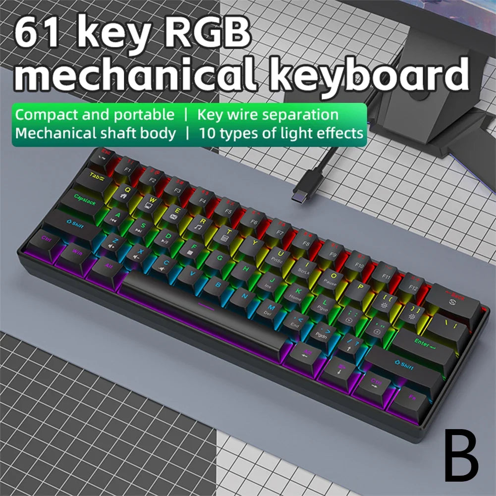 60% RGB Mechanical Gaming Keyboard – 61 Keys & 10 Light Modes