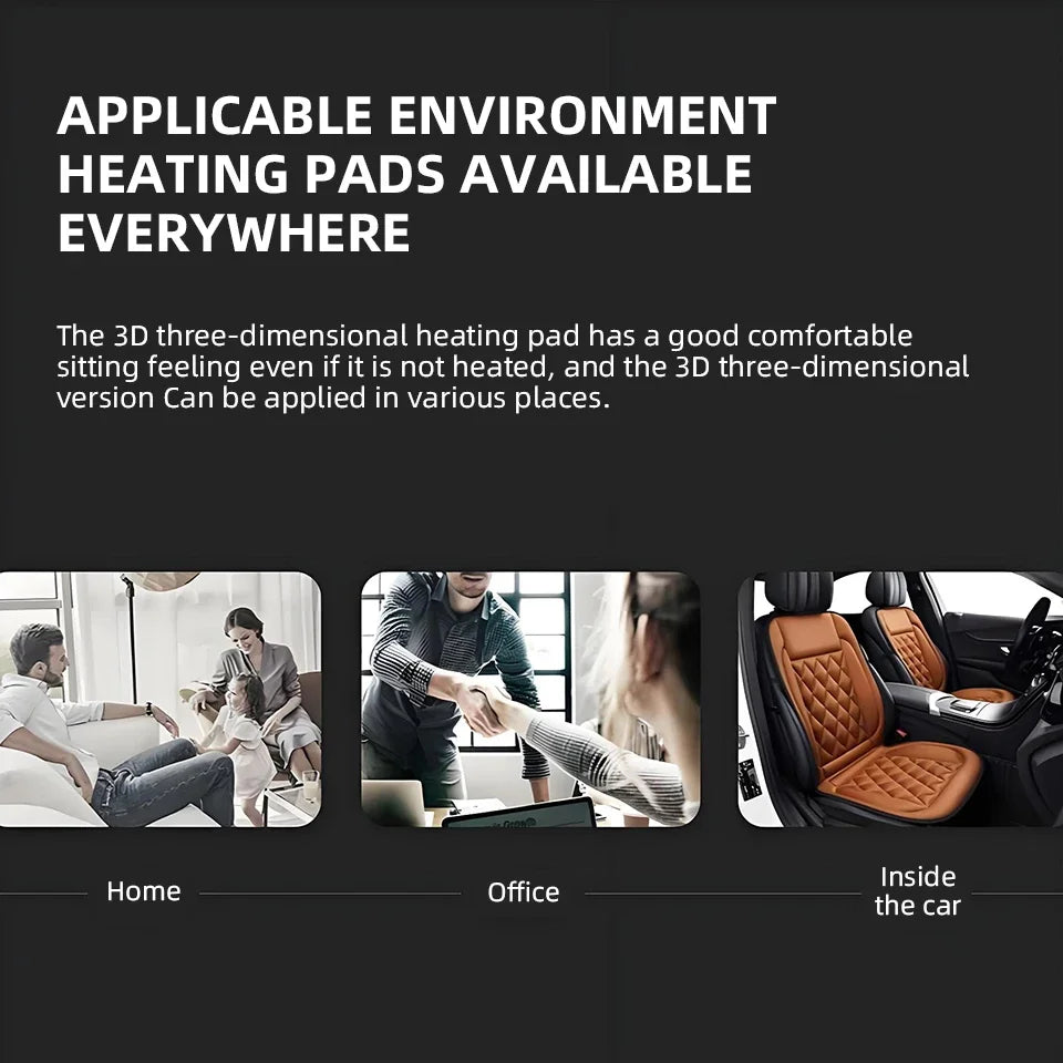 12V Cigarette Lighter Plug-in Car Heated Seat Cushion Integrated Electric Heating Backrest & Lumbar Support for Winter Warmth Peaceful Pleasures Health and Wellness
