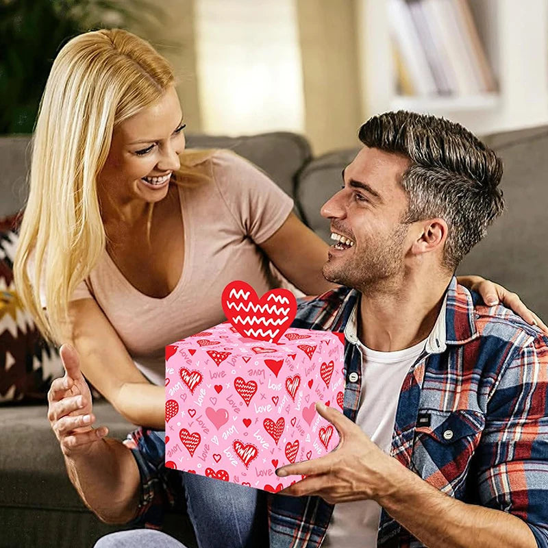 Valentine's Day Money Pull Box with Greeting Card | Pink & Red