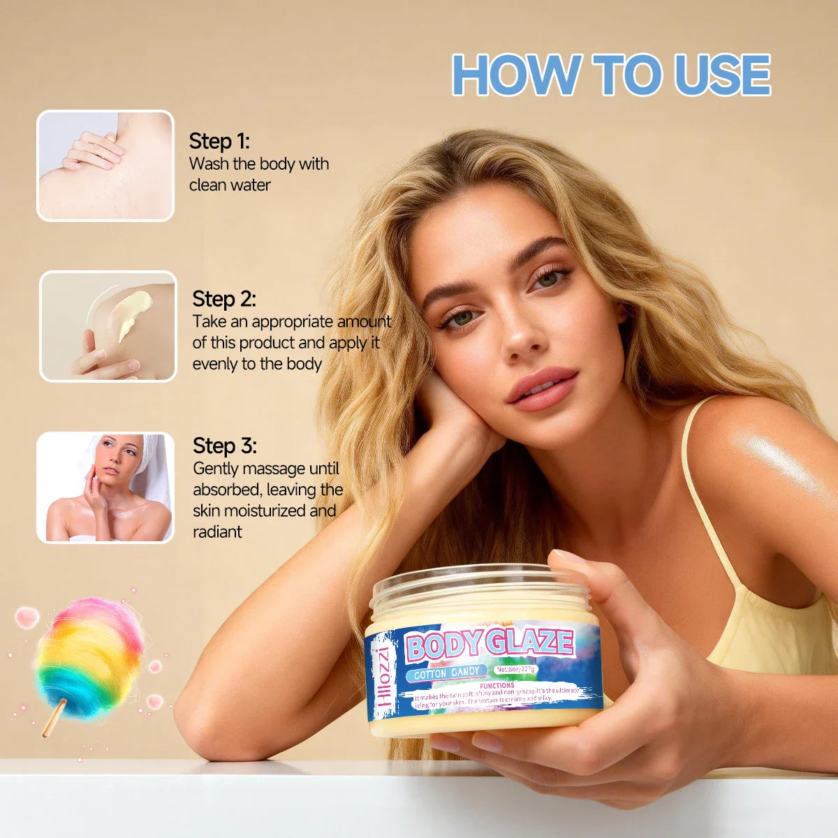 Marshmallow Body Glaze Cream – Moisturizing & Brightening 8oz