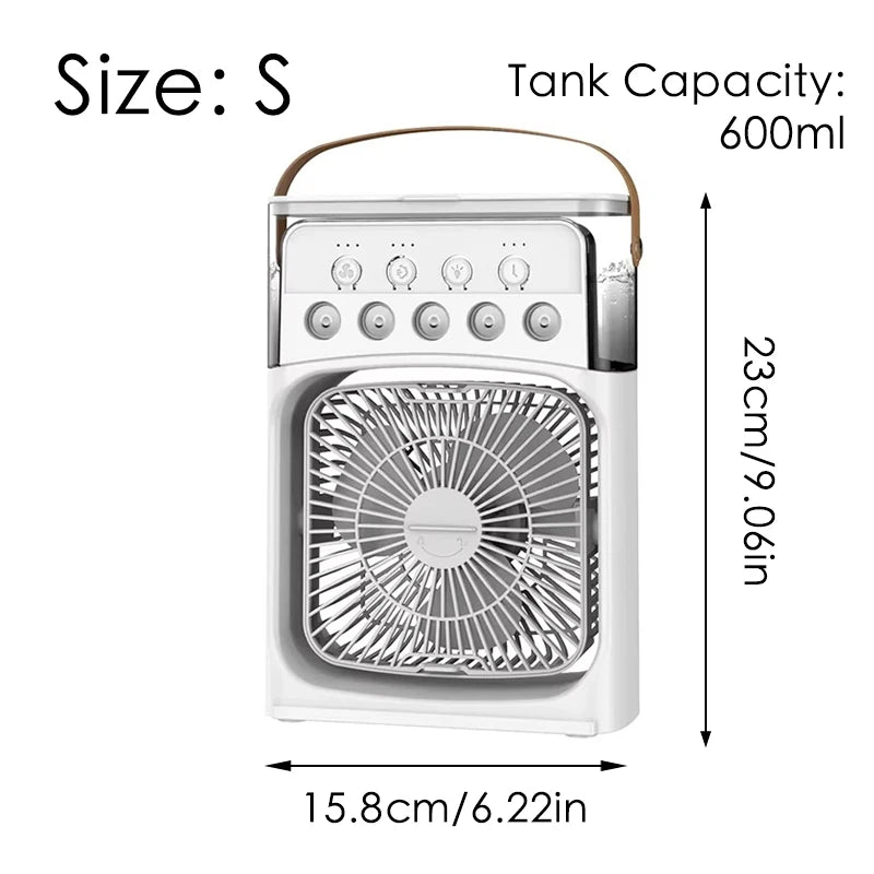 Portable 3-in-1 Mini Fan USB Desk Cooler Humidifier LED Light