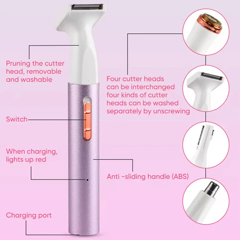 Rechargeable Portable Multifunction Painless Epilator for Face Body Hair Removal RV Travel-Friendly ABS Material Handheld Peaceful Pleasures Health and Wellness