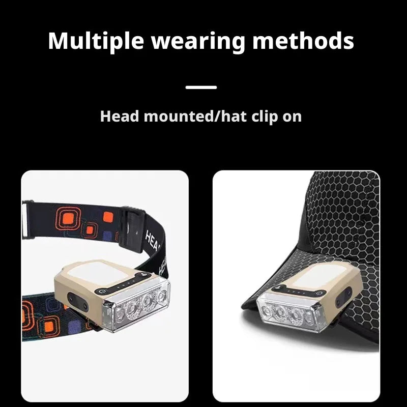 SHINEKNOT LED Rechargeable Headlamp – Multi-Color Clip Cap Light