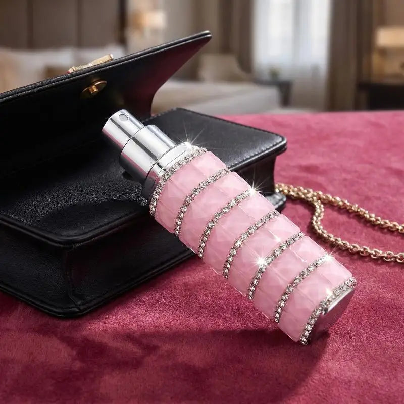 Rhinestones-Encrusted Fragrance Bottle Refillable Fragrance Atomizer For Travel Spray Bottle Cosmetic Container Empty Bottle Peaceful Pleasures Health and Wellness