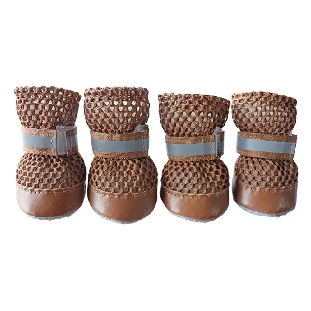 Breathable Dog Boots 4-Pack | Non-Slip Adjustable Puppy Shoes