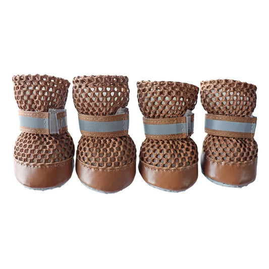 Breathable Dog Boots 4-Pack | Non-Slip Adjustable Puppy Shoes Dog Boots Peaceful Pleasures Health and Wellness Brown S
