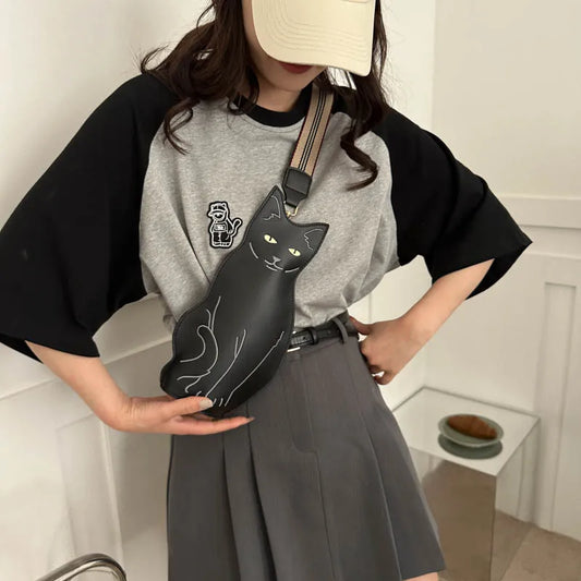 Cute Cat Print Women's Crossbody Shoulder Bag | Messenger Bag Crossbody Shoulder Bag Peaceful Pleasures Health and Wellness