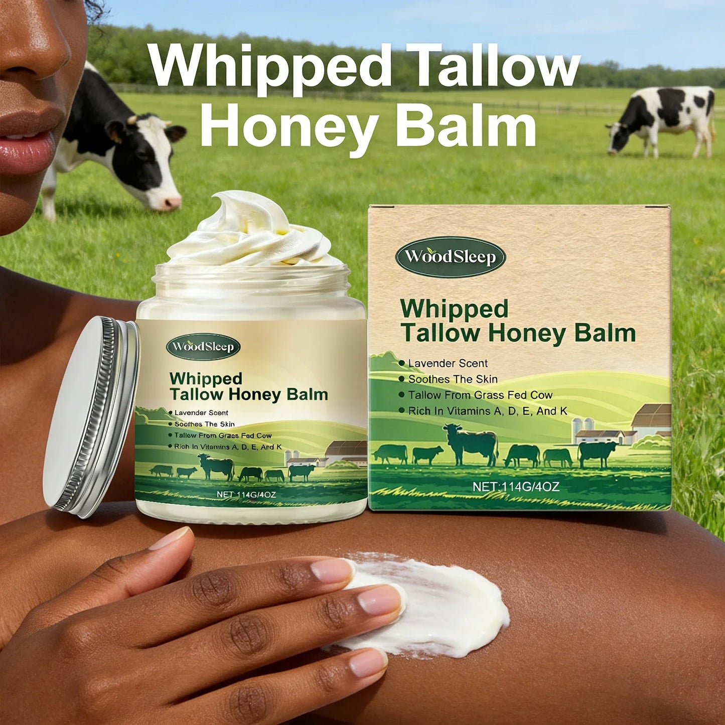 WOODSLEEP Beef Tallow & Honey Body Cream | Deep Moisturizer
