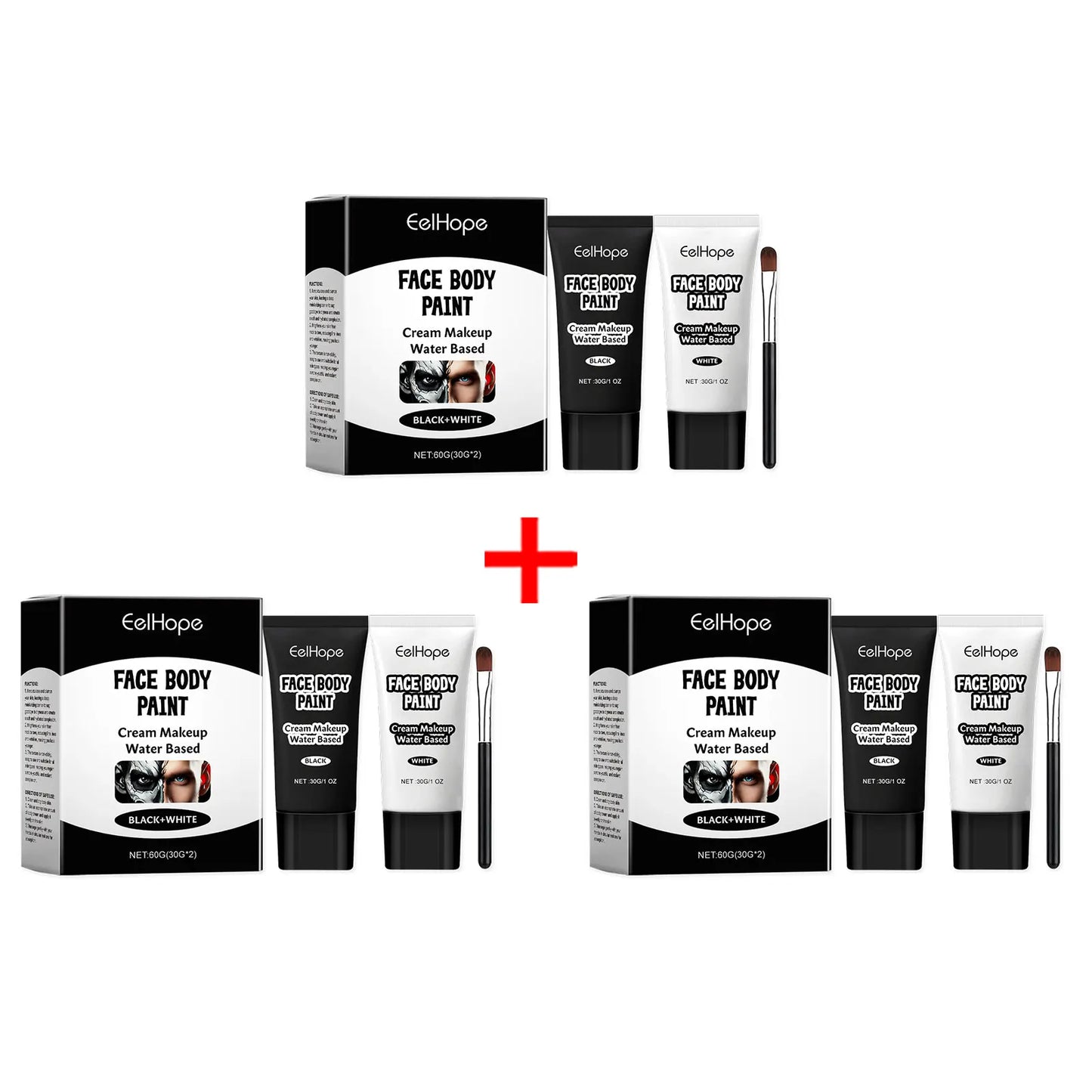 Halloween Black & White Face Paint Cream – Clown Cosplay Makeup