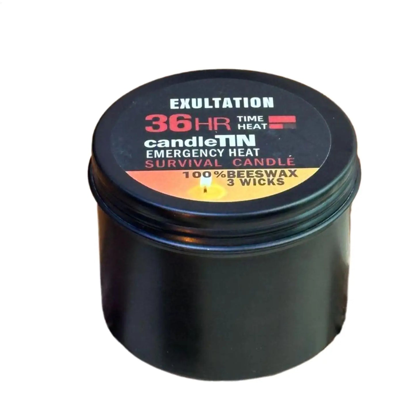 36-Hour 3-Wick Beeswax Survival Candle with Lid | Emergency