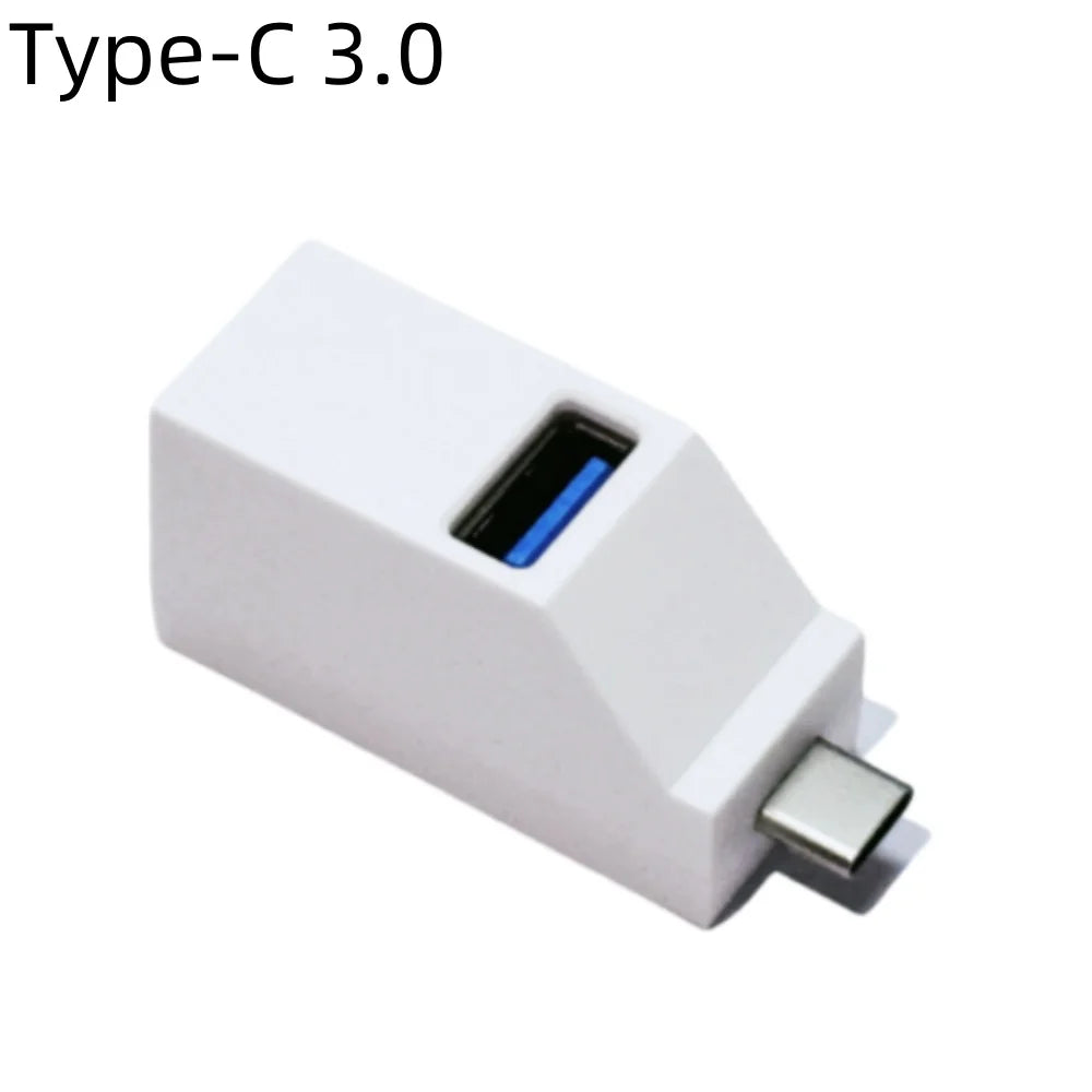 1pc 3-in-1 USB Hub 3.0 5Gbps High Speed Splitter Adapter Mini USB Expander Extender OTG Adapter for Laptop PC Peaceful Pleasures Health and Wellness White Type-C 3.0
