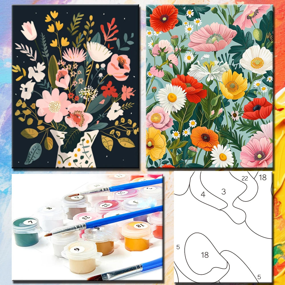 PhotoCustom Painting Paints By Numbers,For Beginner,Simple,Art,Handmade,Simple Flowers,Art Supplies,Digital,On Canvas,Home Decor Peaceful Pleasures Health and Wellness