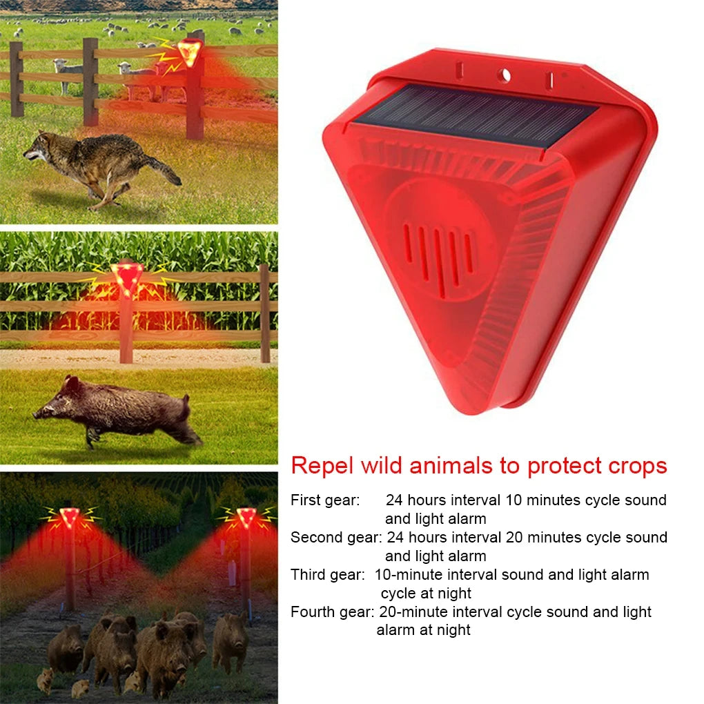 Solar Alarm Lamp 129dB Wireless Motion Sensor Siren Outdoor Waterproof Wild Wolf Alarm System Detector Peaceful Pleasures Health and Wellness