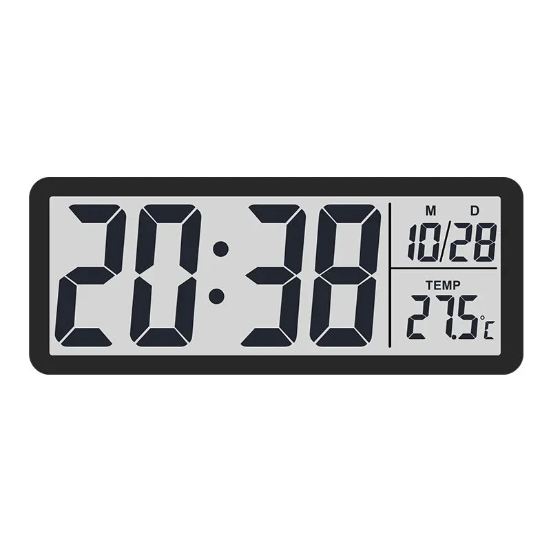 LCD Screen Digital Wall Clock Modern Electronic Desktop Alarm Clock Time Week Temperature Display Bedroom Home Decor Peaceful Pleasures Health and Wellness Black