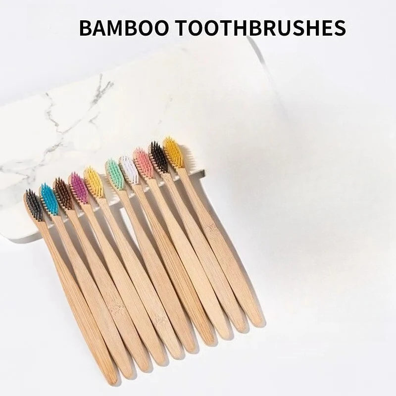 Eco-Friendly Bamboo Toothbrush Set 10 Pack | Natural