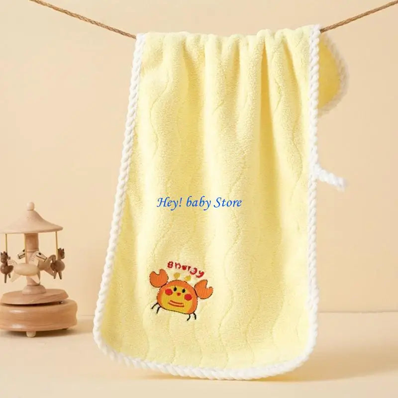 Kids Coral Fleece Hand Towel – Soft Animal Print for Toddlers