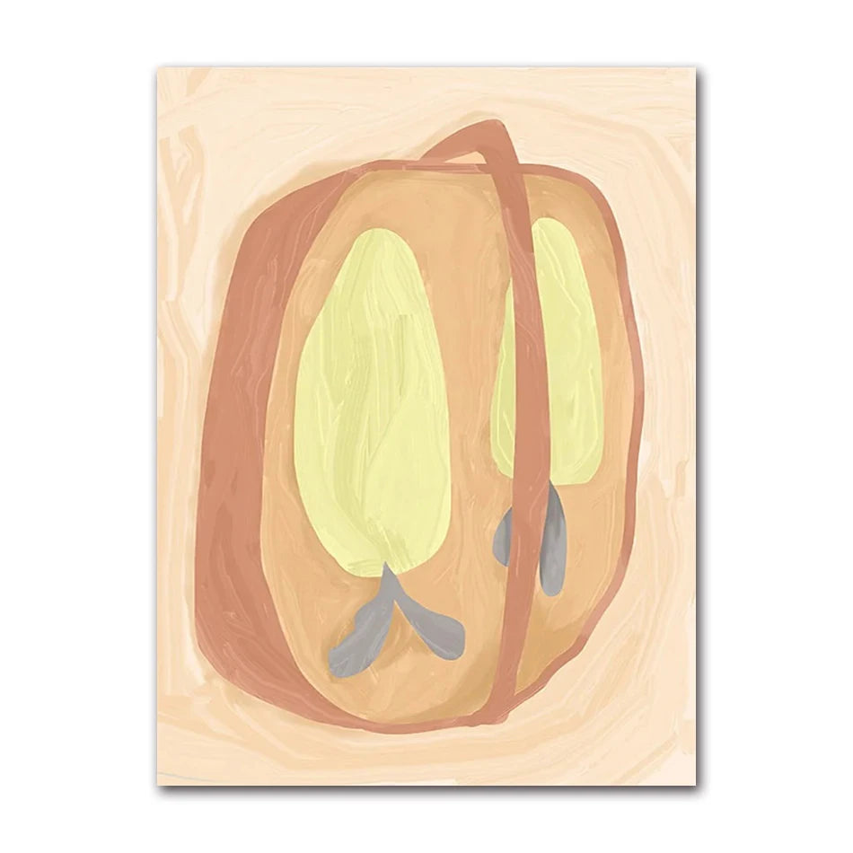Boho Daisy Sunflower Fruits Canvas Wall Art – Kids Room Decor