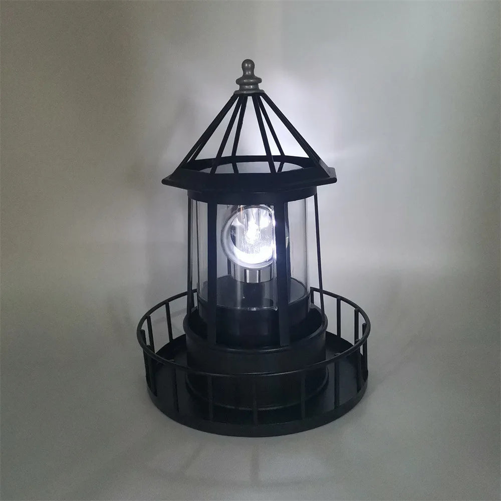 LED Solar Rotating Lighthouse Hardware Iron Electronic Accessories Outdoor Landscape Lights Garden Decoration Peaceful Pleasures Health and Wellness