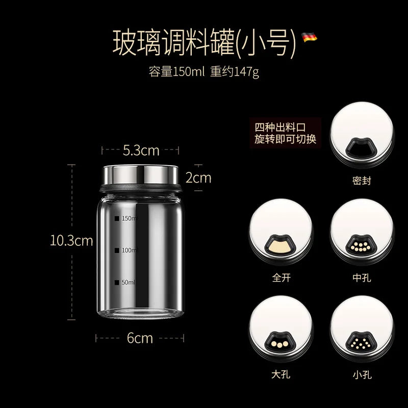 1PC Spices Bottle Glass Salt Jar Pepper Seasoning Set Container Kitchen Accessories Cook Utensils Free Shipping Cans Original Peaceful Pleasures Health and Wellness 150ml
