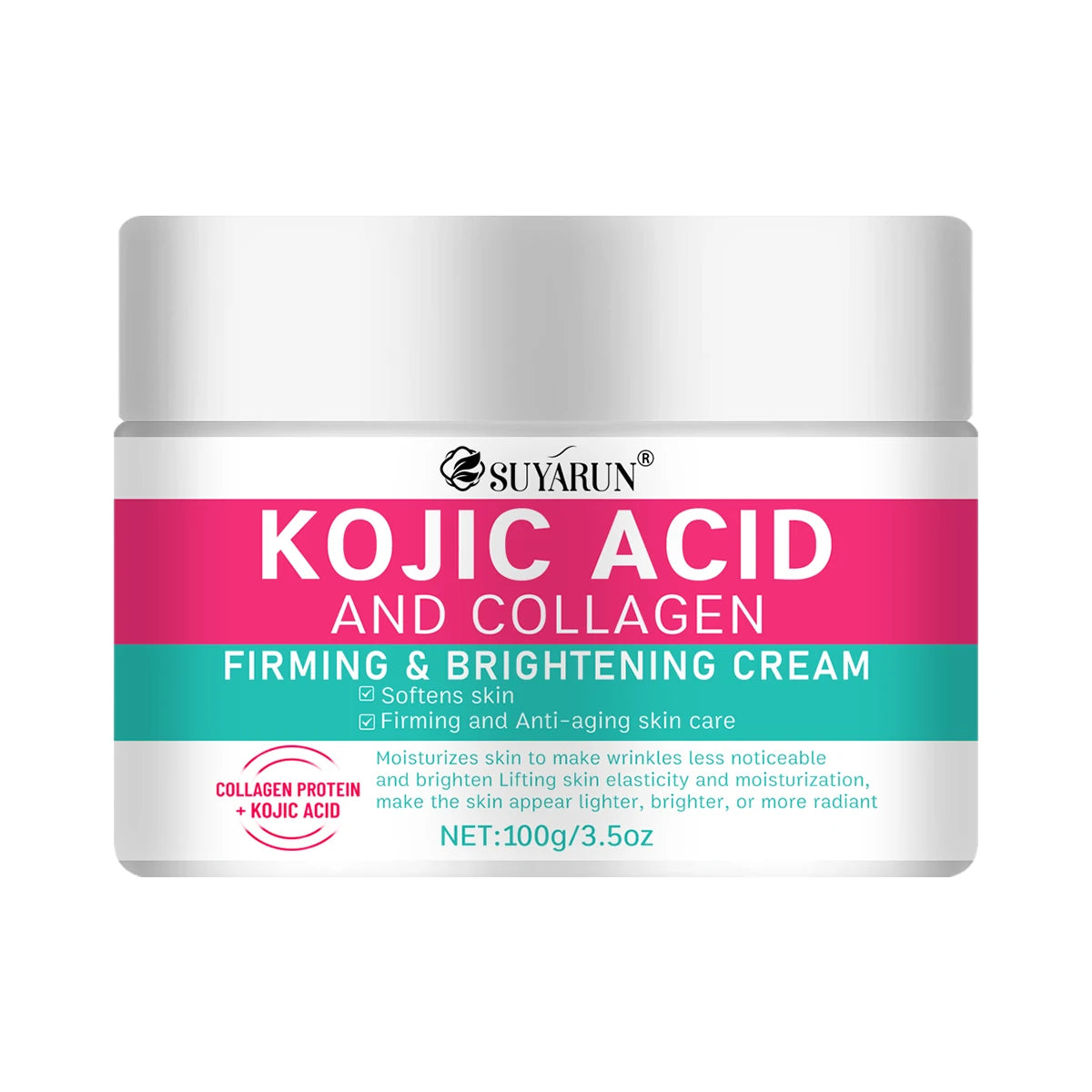 SUYARUN Professional Kojic Acid & Collagen Face Cream - Brightening Anti-Aging Moisturizer for Dark Spots, Wrinkles & Even Skin Peaceful Pleasures Health and Wellness 100g